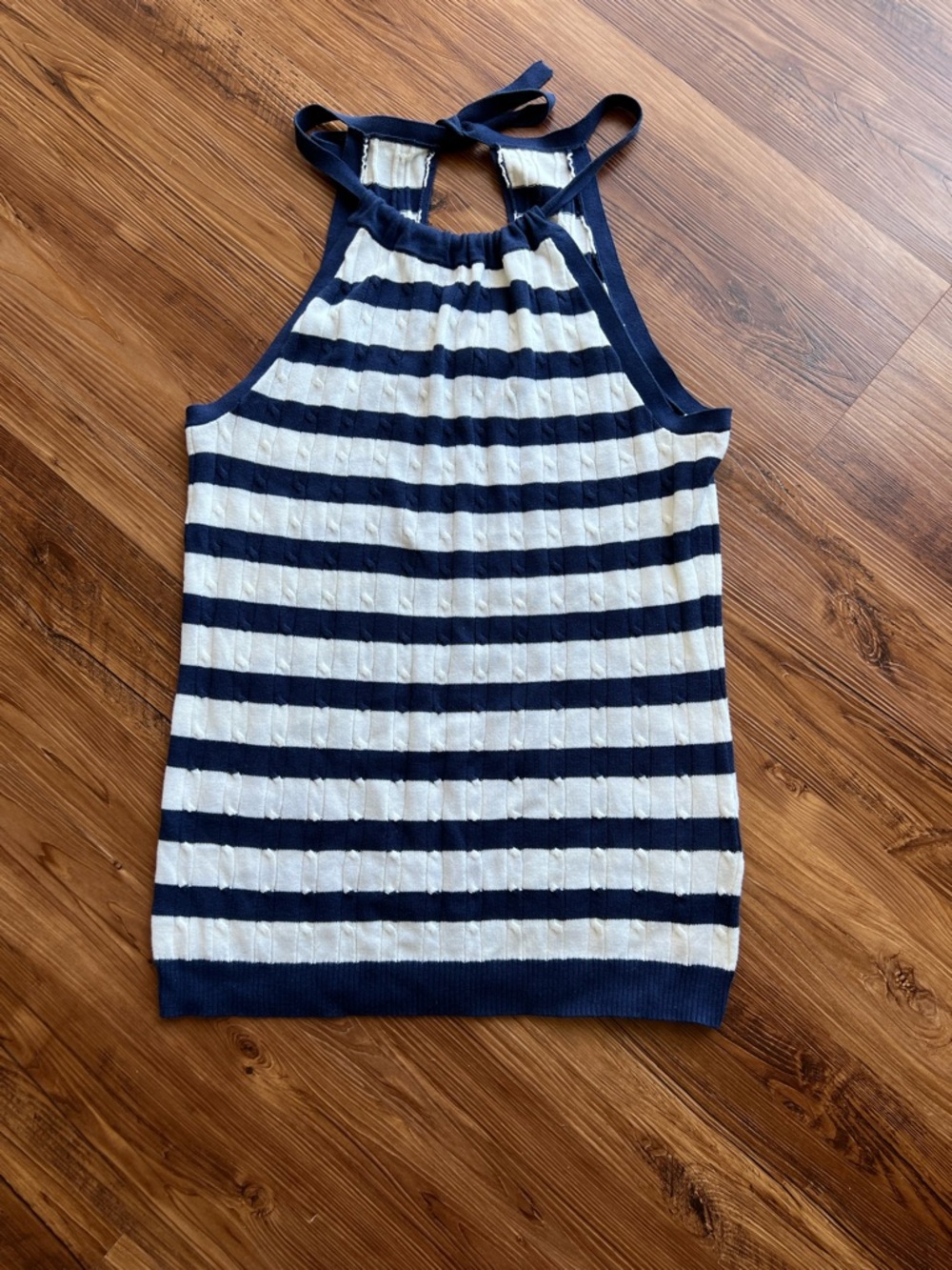 Old Navy Halter Top Cable Knit Navy Blue Striped Medium, 4th of July, Americana